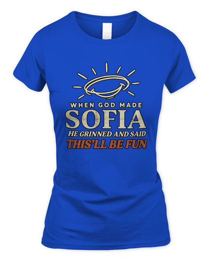 When God Made Your Name Funny Western T-Shirt T-Shirt SOFIA M1-S82 / Women's Standard T-Shirt / royal
