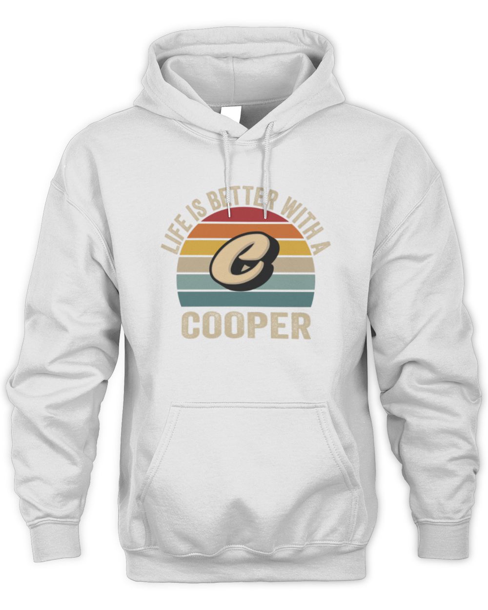 Life Is Better with Name Vintage Sun Shirt COOPER M1-50 / Unisex Hoodie / white