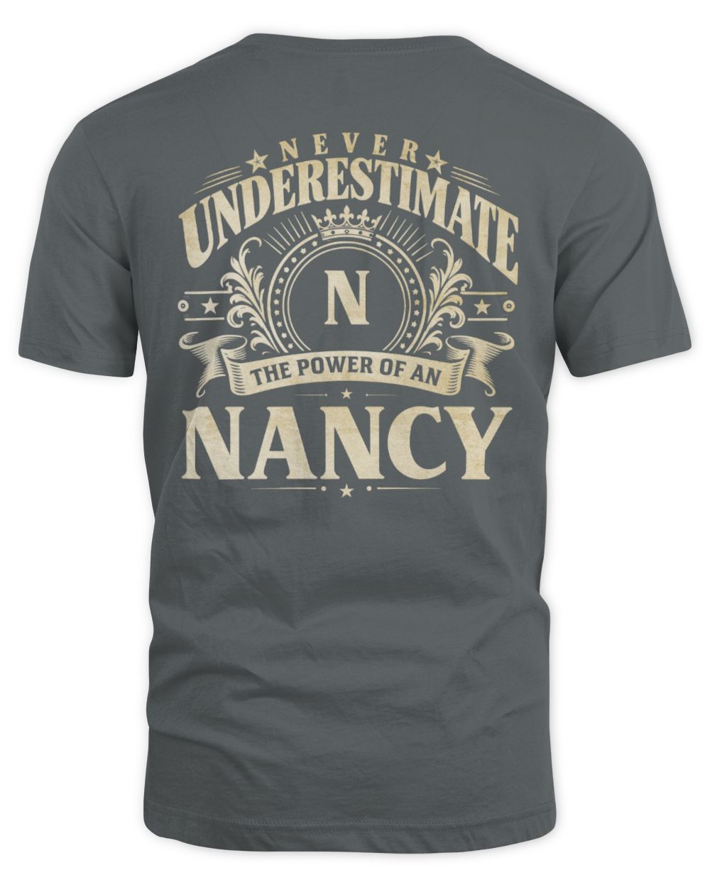 Never Underestimate Your Name Luxury Logo Shirt NANCY M1-63 / Unisex Standard T-Shirt / charcoal