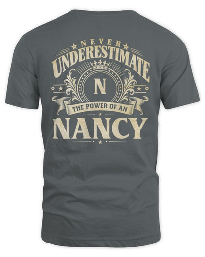 Never Underestimate Your Name Luxury Logo Shirt NANCY M1-63 / Unisex Standard T-Shirt / charcoal