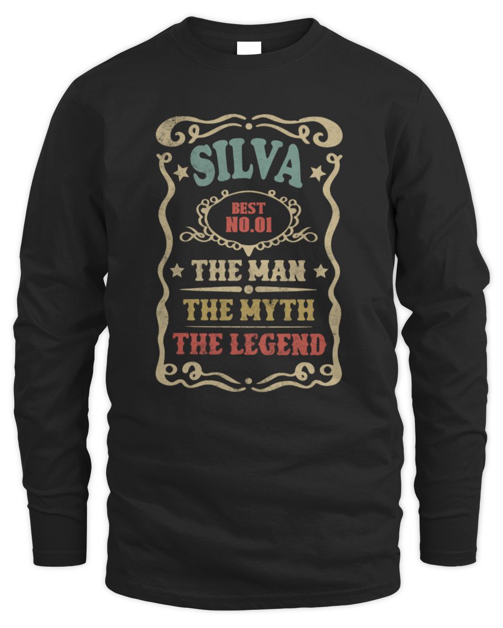 The Man The Myth The Legend Vintage Gold Wine Shirt SILVA M1-52 / Men's Long Sleeved T-Shirt / black