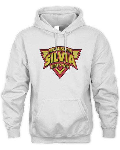 Because I'm Name That's Why Red and Yellow Logo Graphic T-Shirt SILVIA M1-75 / Unisex Hoodie / white