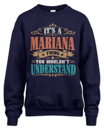 It’s a Name Thing Personalized Retro T-Shirt MARIANA M1-47 / Unisex Sweatshirt / navy
