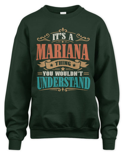 It’s a Name Thing Personalized Retro T-Shirt MARIANA M1-47 / Unisex Sweatshirt / forest green