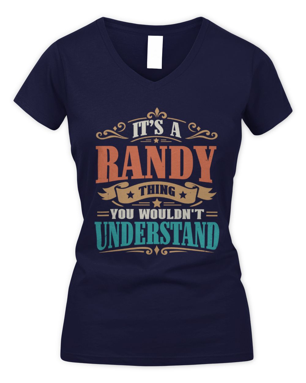 It’s a Name Thing Personalized Retro T-Shirt RANDY M1-47 / Women's V-Neck T-Shirt / navy