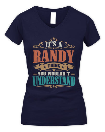 It’s a Name Thing Personalized Retro T-Shirt RANDY M1-47 / Women's V-Neck T-Shirt / navy