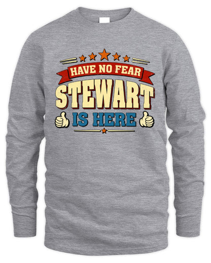 Have No Fear Your Name Is Here Cool Graphic T-Shirt STEWART M1-71 / Men's Long Sleeved T-Shirt / sport grey