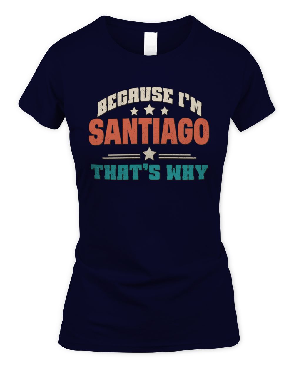 Because I'm Name That's Why Personalized Retro Shirt SANTIAGO-49 / Women's Standard T-Shirt / navy