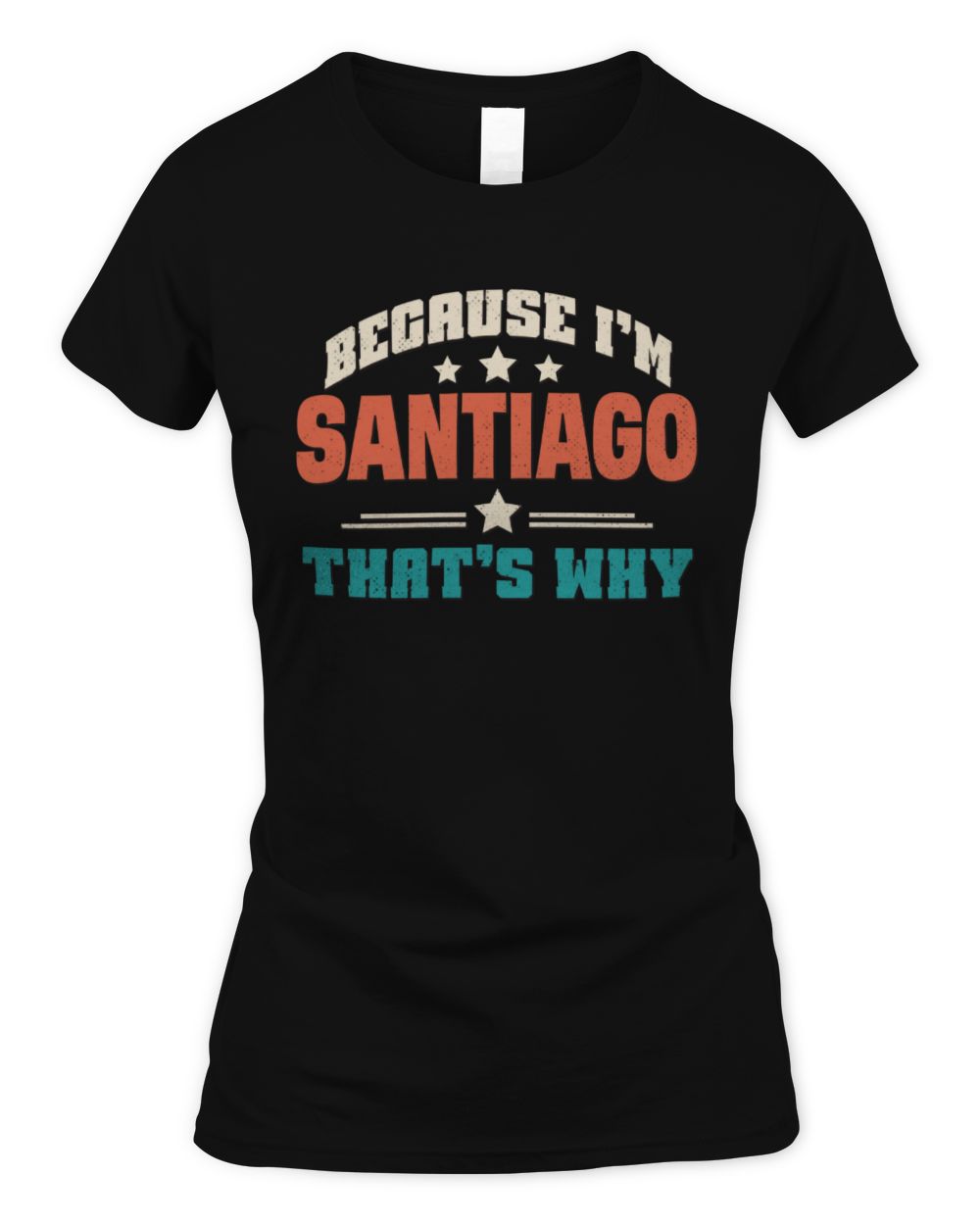 Because I'm Name That's Why Personalized Retro Shirt SANTIAGO-49 / Women's Standard T-Shirt / black
