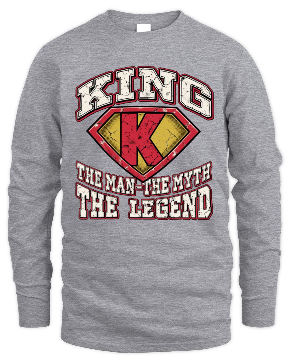 The Man The Myth The Legend Superman Graphic T-Shirt KING M1-74 / Men's Long Sleeved T-Shirt / sport grey