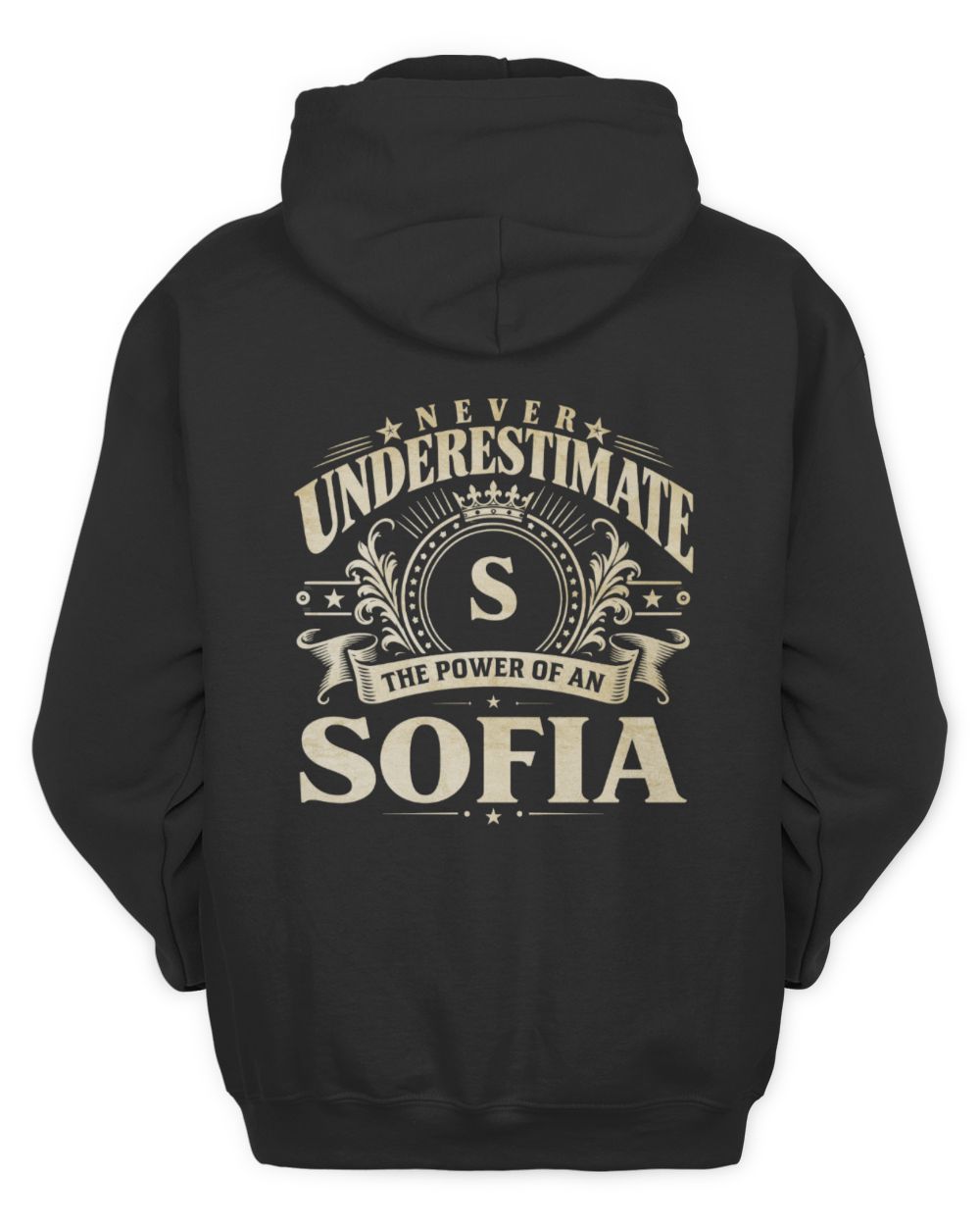 Never Underestimate Your Name Luxury Logo Shirt SOFIA M1-63 / Unisex Hoodie / black