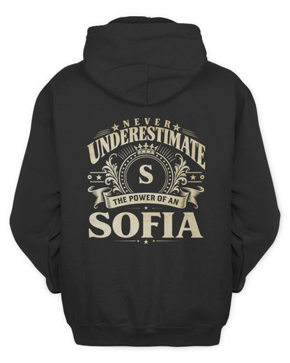 Never Underestimate Your Name Luxury Logo Shirt SOFIA M1-63 / Unisex Hoodie / black