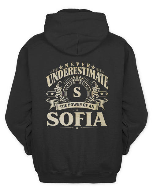 Never Underestimate Your Name Luxury Logo Shirt SOFIA M1-63 / Unisex Hoodie / black