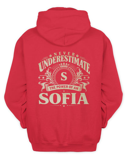 Never Underestimate Your Name Luxury Logo Shirt SOFIA M1-63 / Unisex Hoodie / red