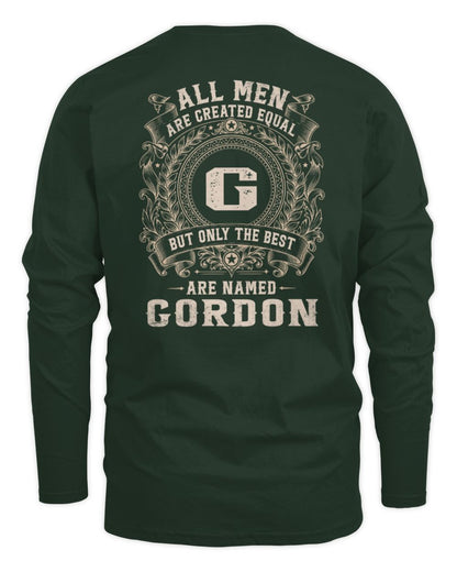 All Men Are Created Equal Cool Logo Shirt GORDON M1-60 / Men's Long Sleeved T-Shirt / forest green