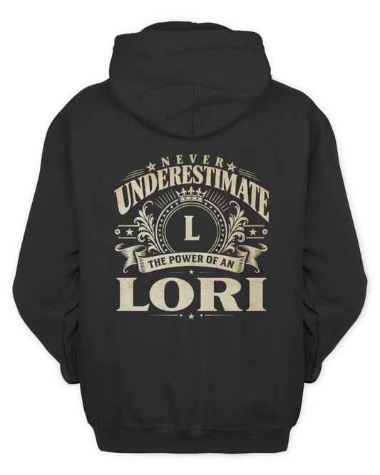 Never Underestimate Your Name Luxury Logo Shirt LORI M1-63 / Unisex Hoodie / black