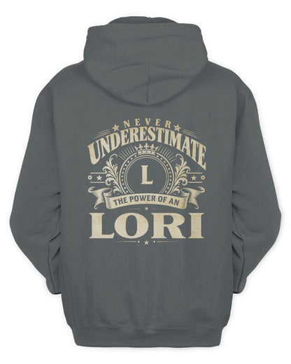 Never Underestimate Your Name Luxury Logo Shirt LORI M1-63 / Unisex Hoodie / charcoal
