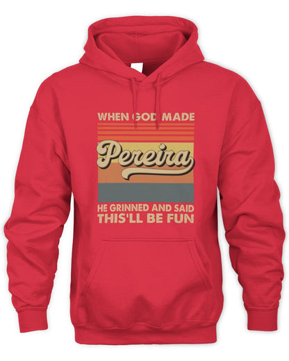 When God Made Your Name He Grinned Vintage T-Shirt PEREIRA M1-55 / Unisex Hoodie / red