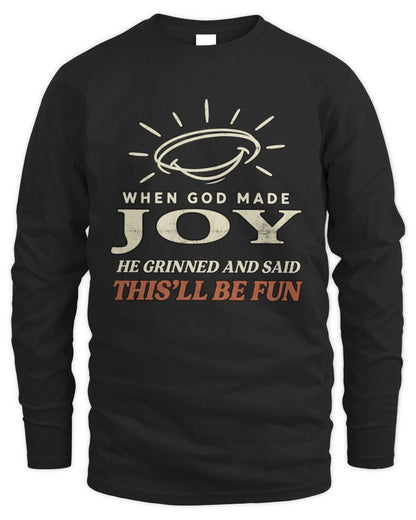 When God Made Your Name Funny Western T-Shirt T-Shirt JOY M1-S82 / Men's Long Sleeved T-Shirt / black