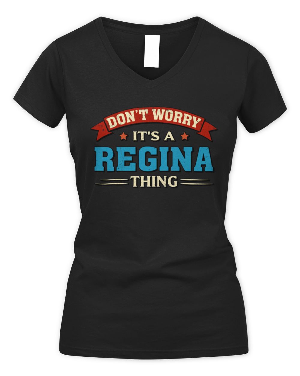 Don't Worry It's a Your Name Thing Funny Retro T-Shirt REGINA M1-57 / Women's V-Neck T-Shirt / black