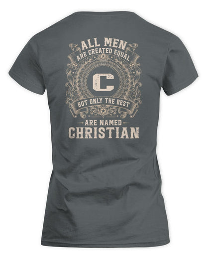 All Men Are Created Equal Cool Logo Shirt CHRISTIAN M1-60 / Women's Standard T-Shirt / charcoal