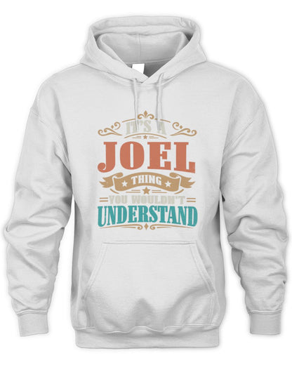 It’s a Name Thing Personalized Retro T-Shirt JOEL M1-47 / Unisex Hoodie / white