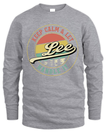 Keep Calm Let Your Name Handle It Retro T-Shirt LEE M1-54 / Men's Long Sleeved T-Shirt / sport grey