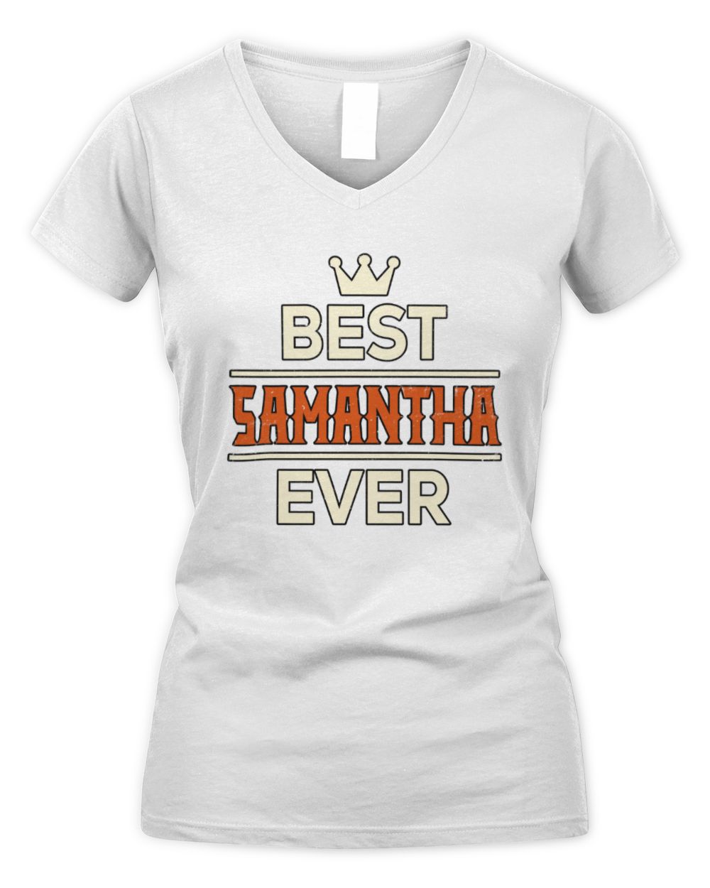 Best Your Name With Crown Shirt SAMANTHA M1-59 / Women's V-Neck T-Shirt / white