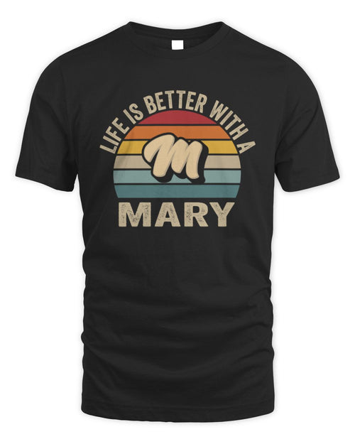 Life Is Better with Name Vintage Sun Shirt MARY M1-50 / Unisex Standard T-Shirt / black