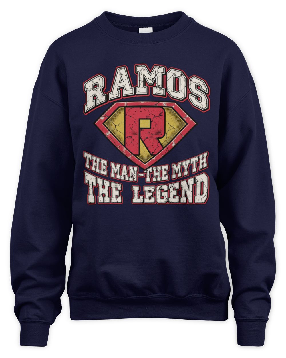 The Man The Myth The Legend Superman Graphic T-Shirt RAMOS M1-74 / Unisex Sweatshirt / navy