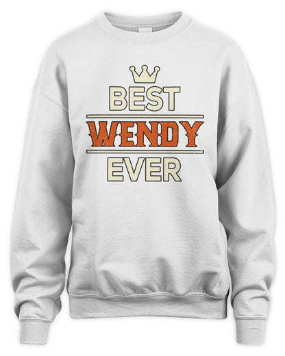 Best Your Name With Crown Shirt WENDY M1-59 / Unisex Sweatshirt / white