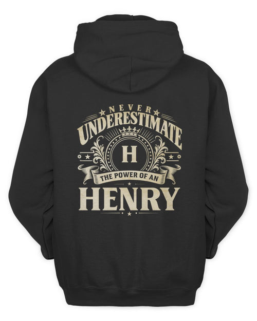Never Underestimate Your Name Luxury Logo Shirt HENRY M1-63 / Unisex Hoodie / black
