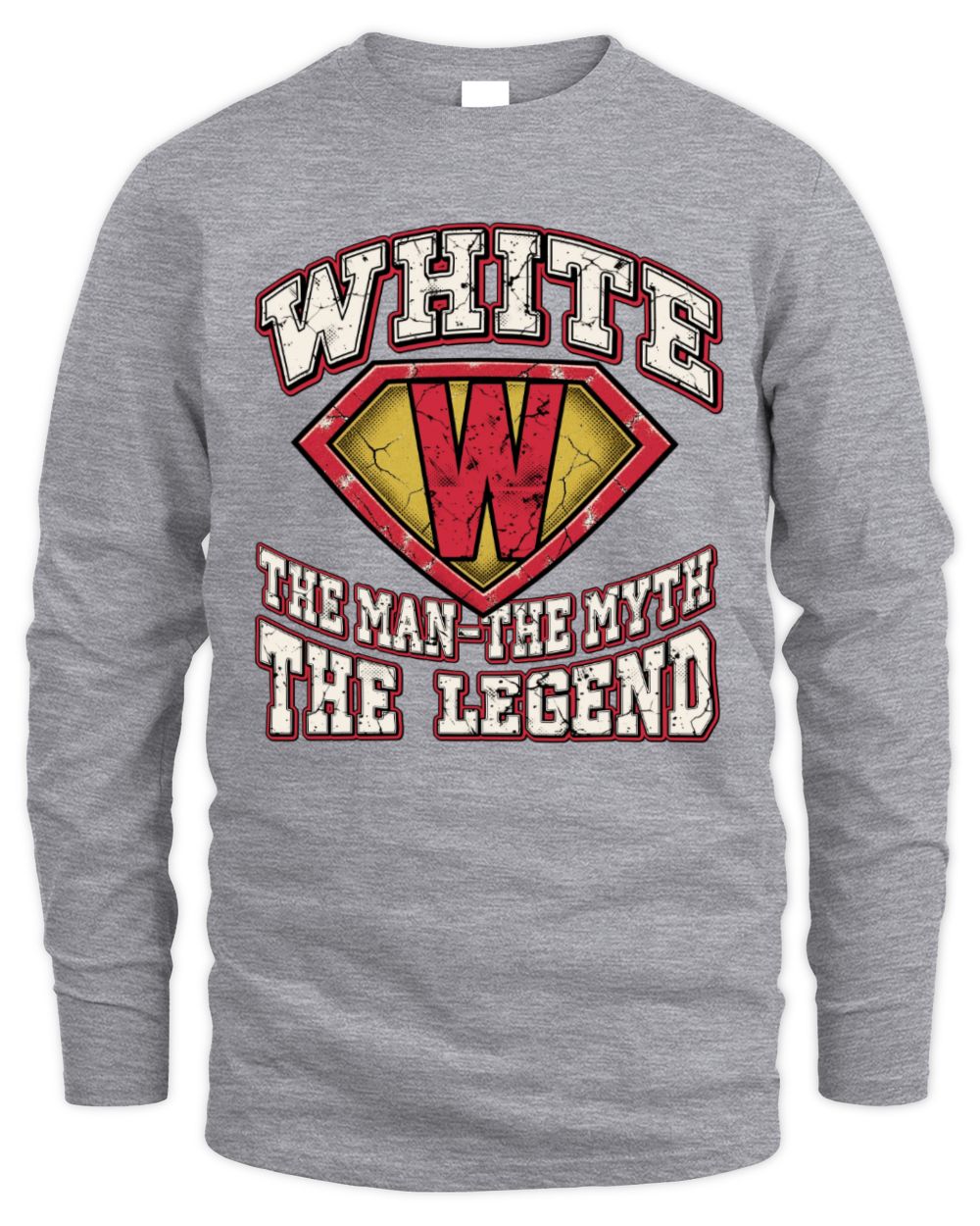 The Man The Myth The Legend Superman Graphic T-Shirt WHITE M1-74 / Men's Long Sleeved T-Shirt / sport grey