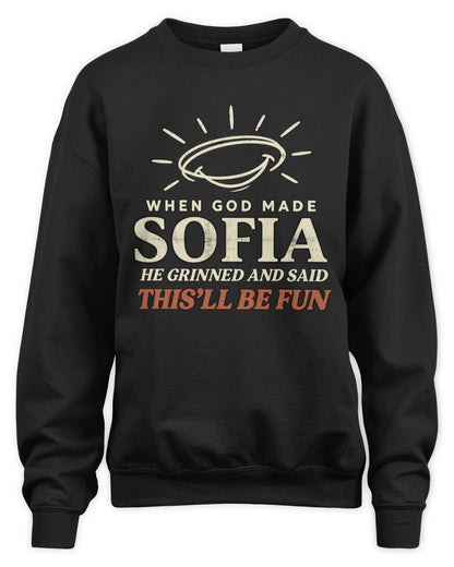 When God Made Your Name Funny Western T-Shirt T-Shirt SOFIA M1-S82 / Unisex Sweatshirt / black