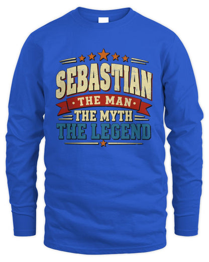 The Man The Myth The Legend Ribbon Vintage T-Shirt SEBASTIAN M1-56 / Men's Long Sleeved T-Shirt / royal