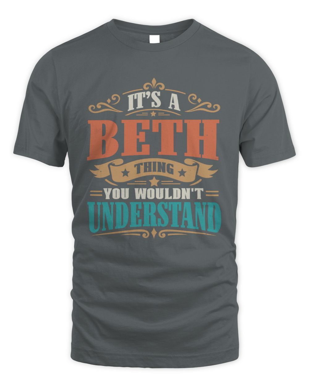 It’s a Name Thing Personalized Retro T-Shirt BETH M1-47 / Unisex Standard T-Shirt / charcoal