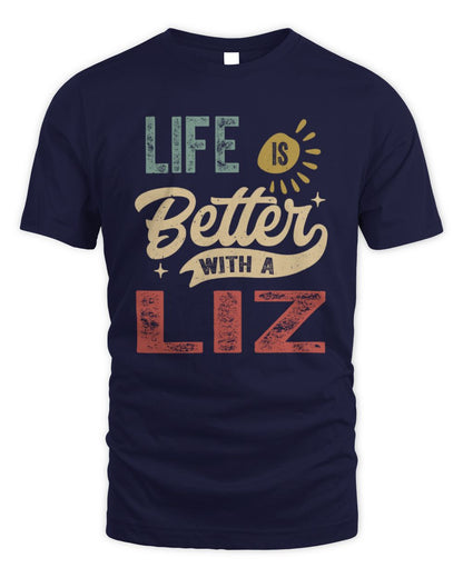 Life Is Better With a Name Personalized Retro T-Shirt LIZ-48 / Unisex Standard T-Shirt / navy