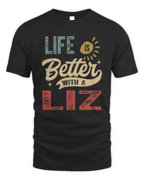 Life Is Better With a Name Personalized Retro T-Shirt LIZ-48 / Unisex Standard T-Shirt / black