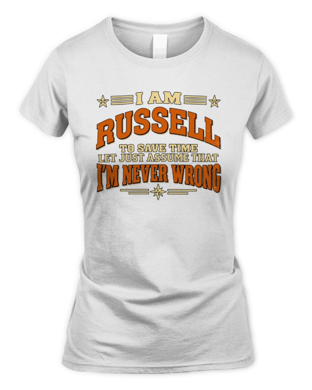 I'm Name Let's Just Assume I'm Never Wrong Retro Shirt RUSSELL M1-64 / Women's Standard T-Shirt / white