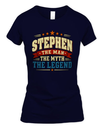 The Man The Myth The Legend Ribbon Vintage T-Shirt STEPHEN M1-56 / Women's Standard T-Shirt / navy
