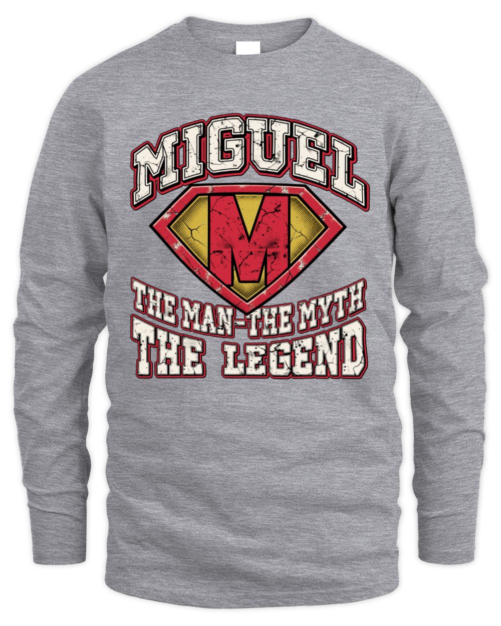 The Man The Myth The Legend Superman Graphic T-Shirt MIGUEL M1-74 / Men's Long Sleeved T-Shirt / sport grey