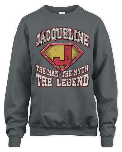 The Man The Myth The Legend Superman Graphic T-Shirt JACQUELINE M1-74 / Unisex Sweatshirt / charcoal