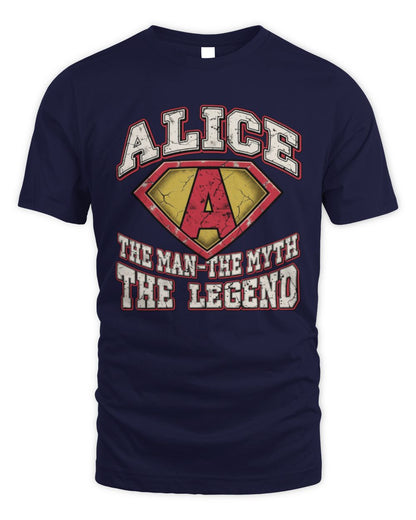 The Man The Myth The Legend Superman Graphic T-Shirt ALICE M1-74 / Unisex Standard T-Shirt / navy