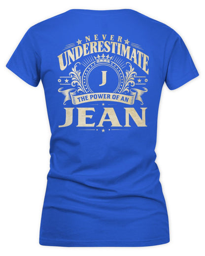 Never Underestimate Your Name Luxury Logo Shirt JEAN M1-63 / Women's V-Neck T-Shirt / royal