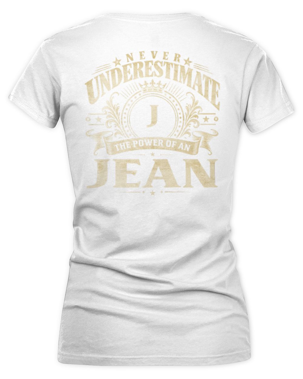 Never Underestimate Your Name Luxury Logo Shirt JEAN M1-63 / Women's V-Neck T-Shirt / white