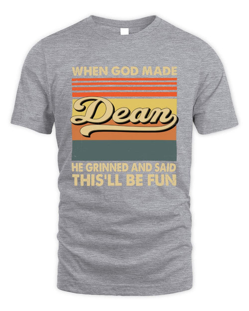 When God Made Your Name He Grinned Vintage T-Shirt DEAN M1-55 / Unisex Standard T-Shirt / sport grey