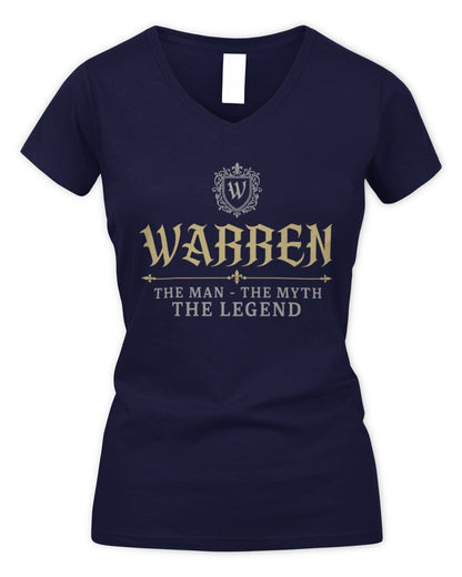 The Man The Myth The Legend Western Shirt WARREN M1-78 / Women's V-Neck T-Shirt / navy