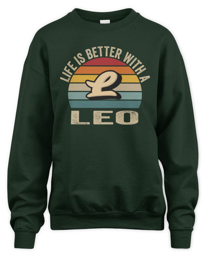 Life Is Better with Name Vintage Sun Shirt LEO M1-50 / Unisex Sweatshirt / forest green
