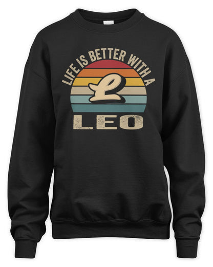 Life Is Better with Name Vintage Sun Shirt LEO M1-50 / Unisex Sweatshirt / black