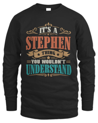 It’s a Name Thing Personalized Retro T-Shirt STEPHEN M1-47 / Men's Long Sleeved T-Shirt / black